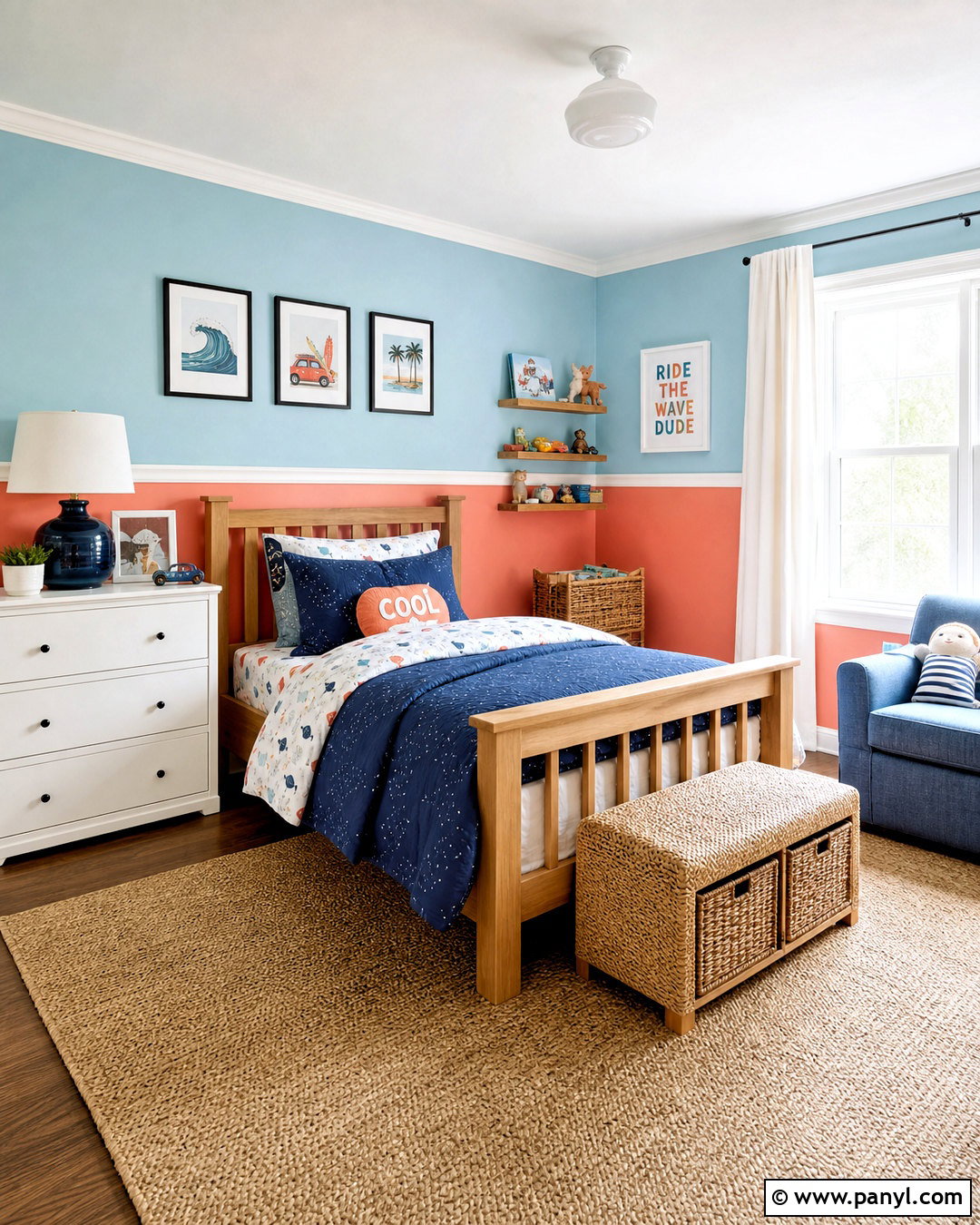 Coral and Pale Aqua Walls - 20 wall color combination ideas