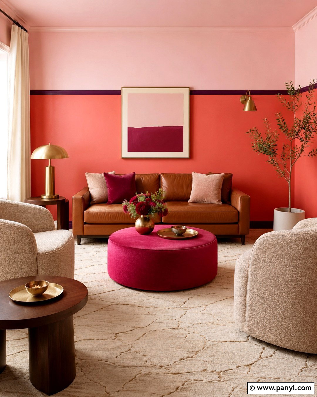 Coral and Pink Color Block Walls - 20 Colorful Interior Walls