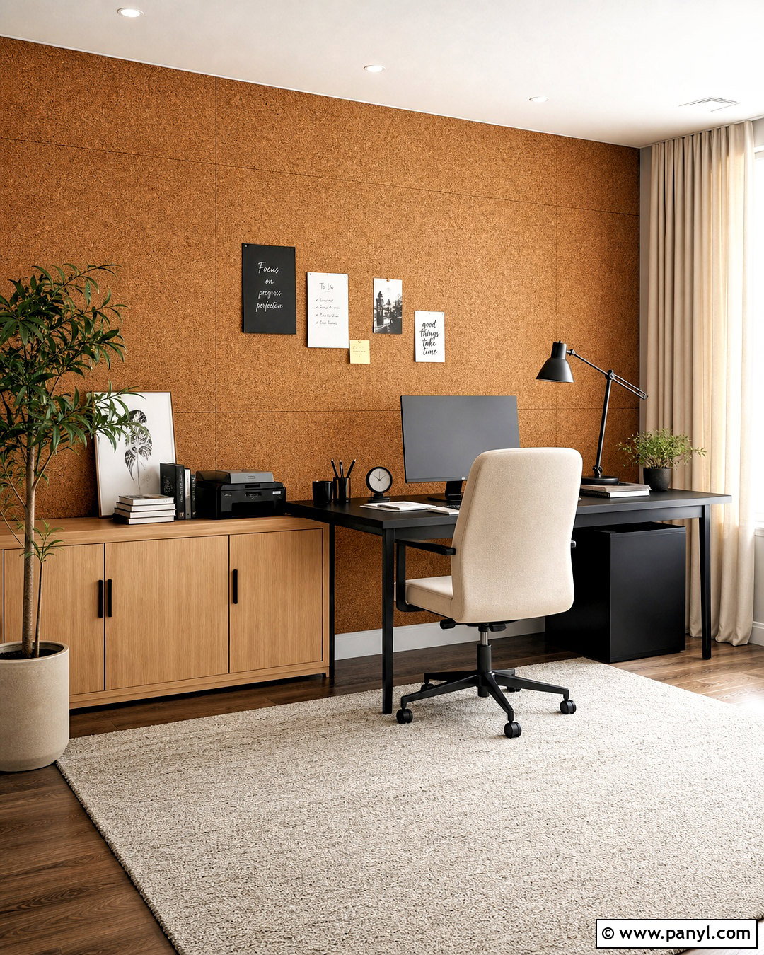 Cork Home Office Accent Wall - 20 neutral accent wall ideas