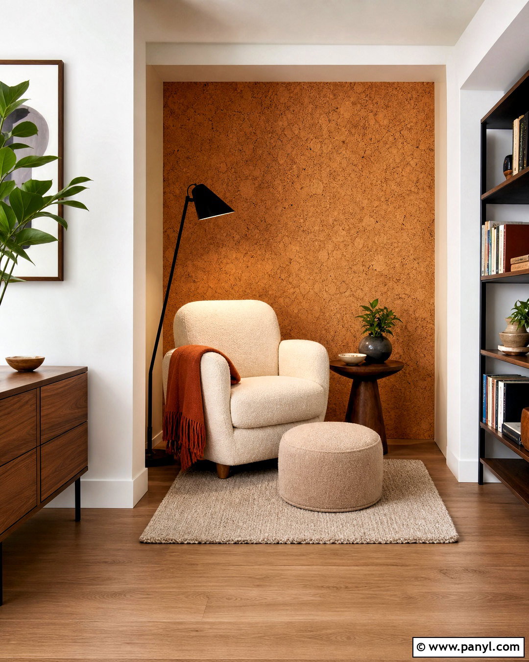 Cork Textured Wallpaper Reading Nook - 20 textured wallpaper ideas