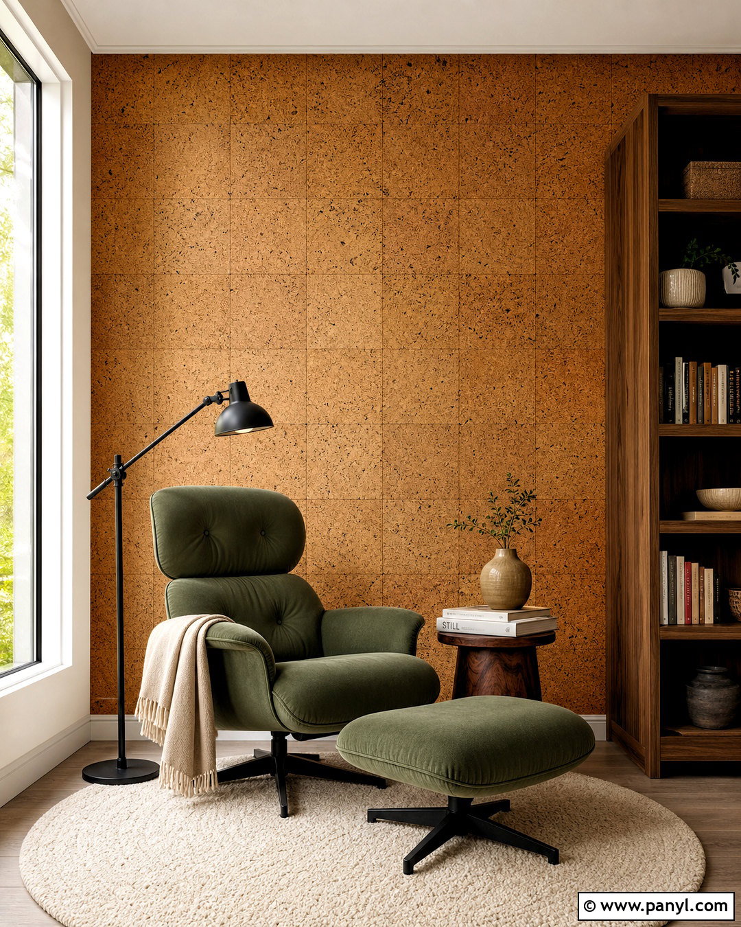 Cork Wall Reading Nook - 20 brown wall texture ideas