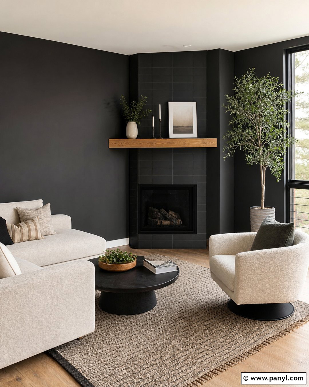 Corner Black Fireplace Wall - 20 Black Accent Wall Fireplace Ideas
