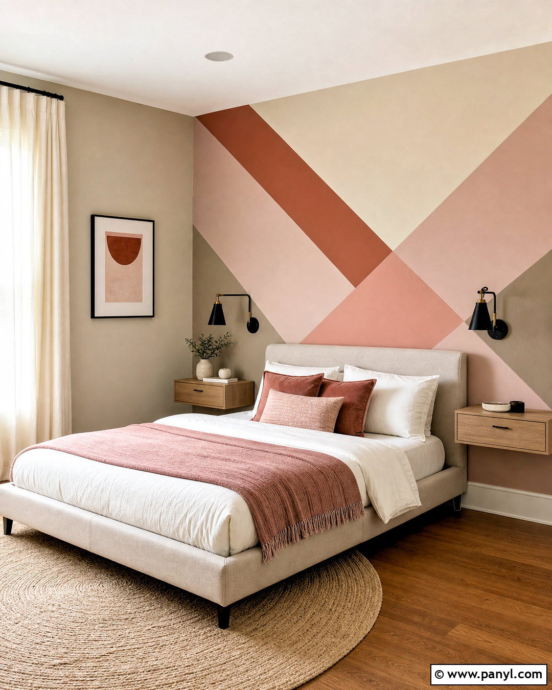 Corner Geometric Bedroom Wall - 20 geometric wall paint bedroom ideas