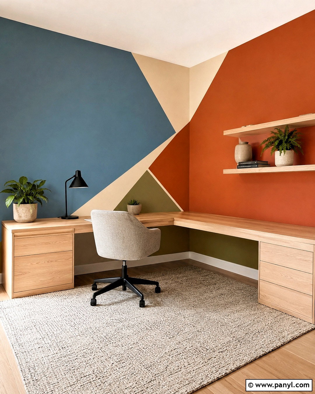 Corner Geometric Mural Wall Paint - 35 Simple Geometric Wall Paint Ideas