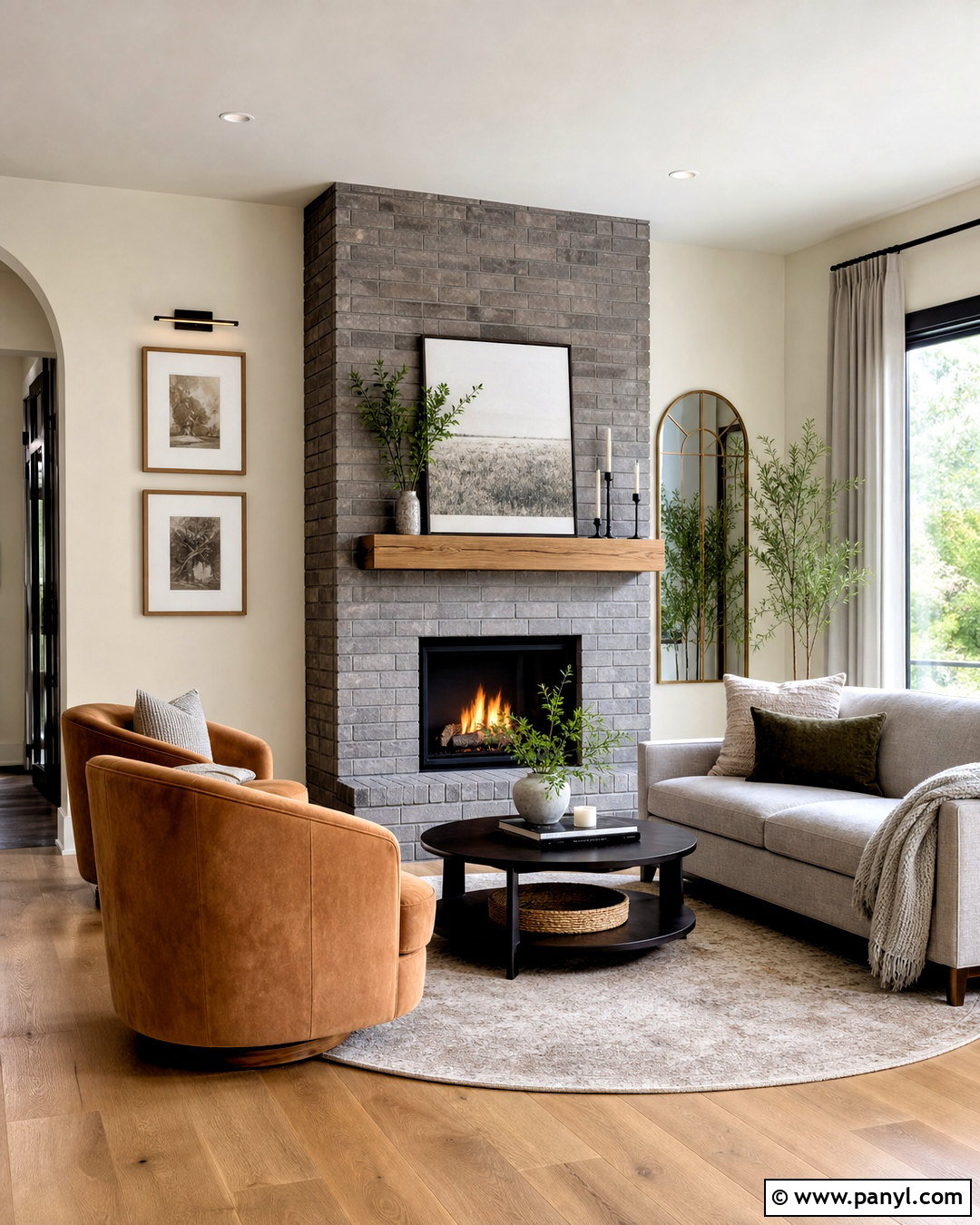 Corner Grey Brick Fireplace - 20 grey brick fireplace ideas
