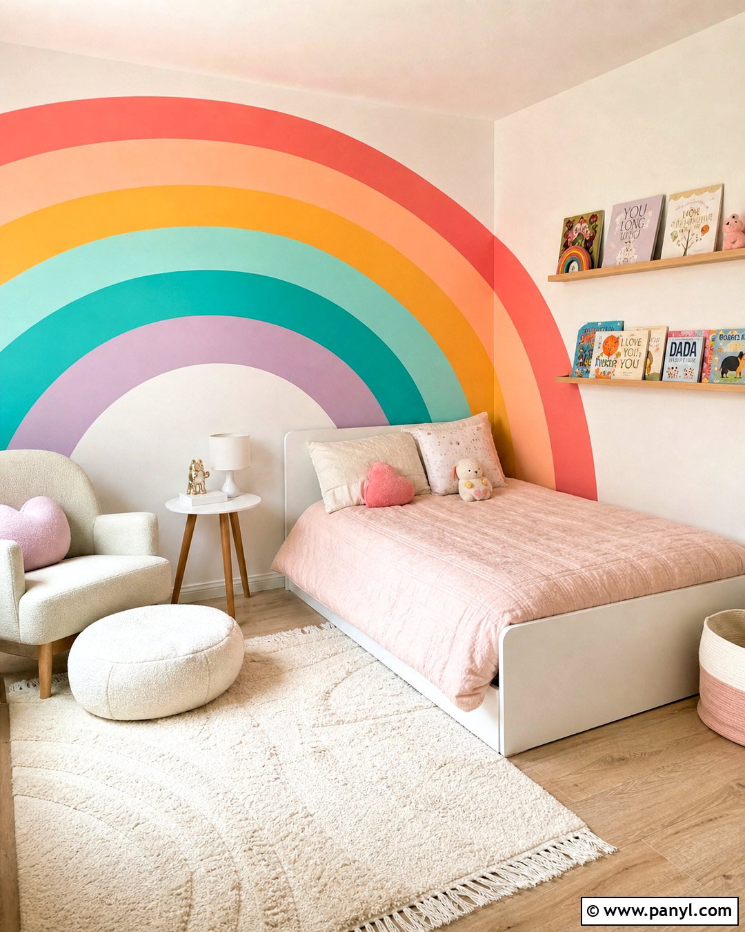 Corner Rainbow Mural - 20 rainbow mural kids room diy ideas