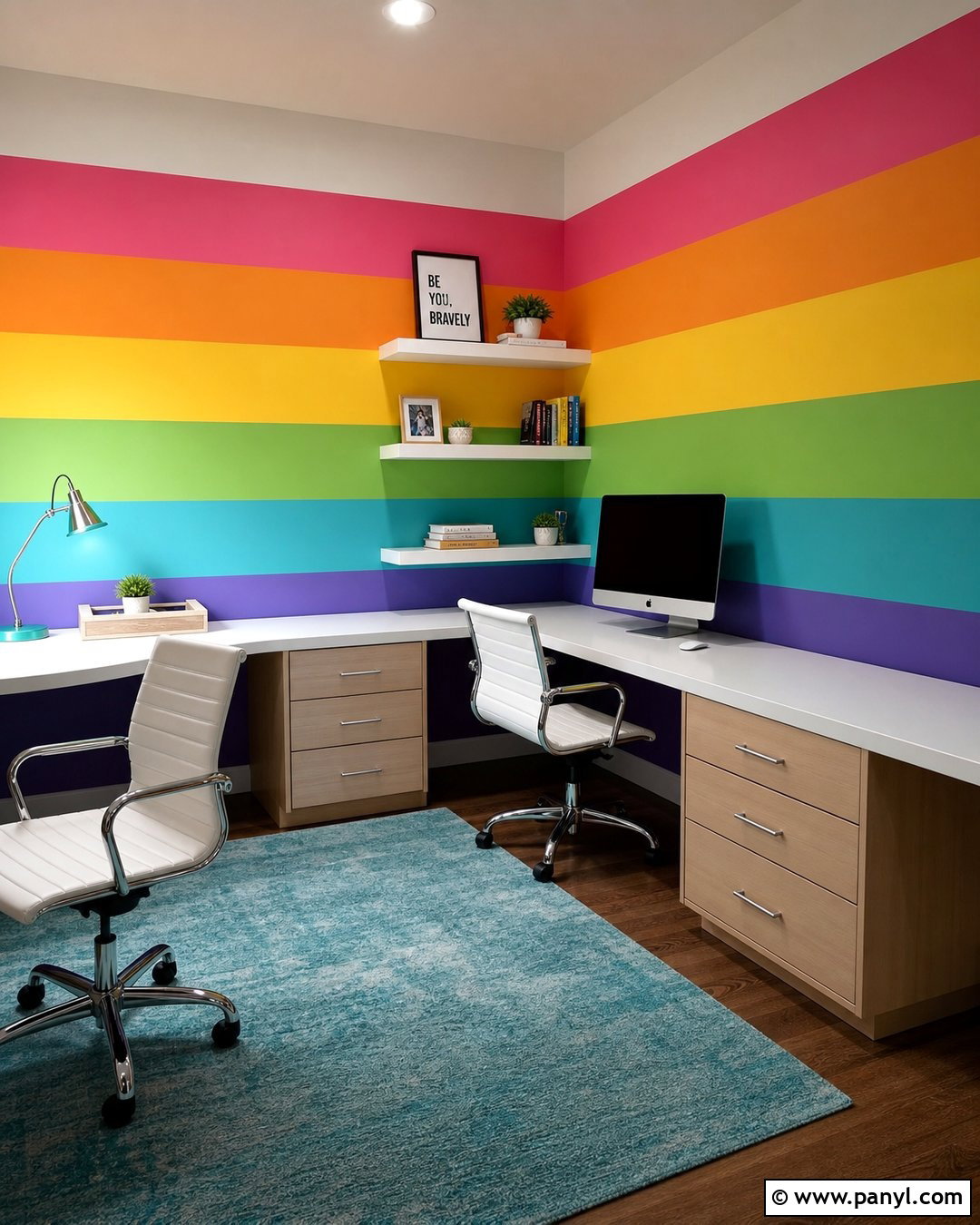Corner Rainbow Stripe Wall - 30 Rainbow Stripe Wall Ideas
