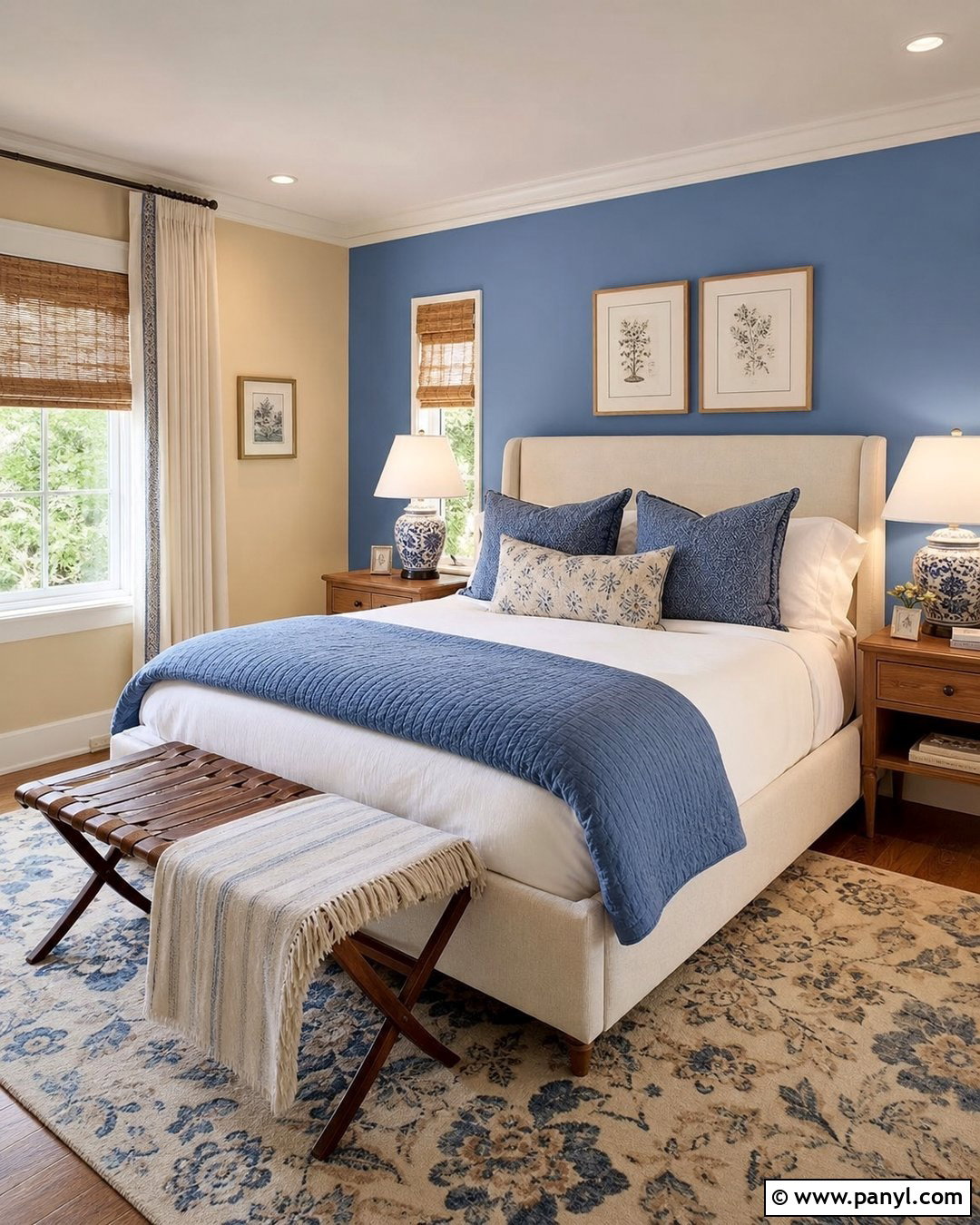 Cornflower Blue Accent Wall Guest Bedroom - 20 Cream Walls With Blue Accent Wall Ideas