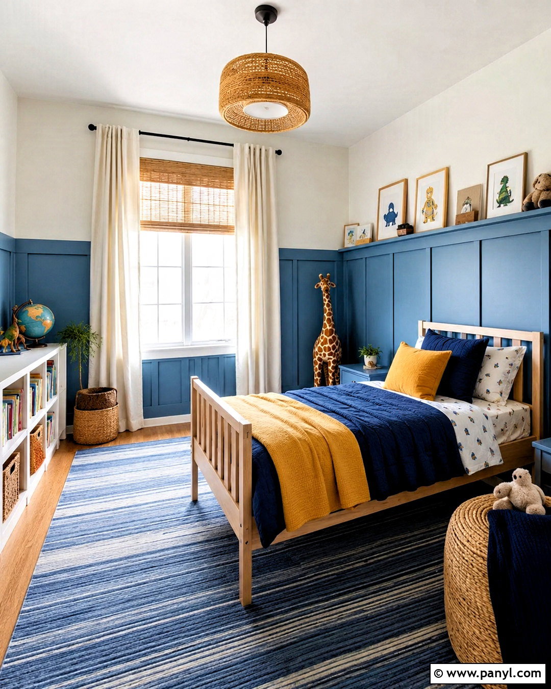 Cornflower Blue Board and Batten Kids Room - 20 blue board and batten wall ideas