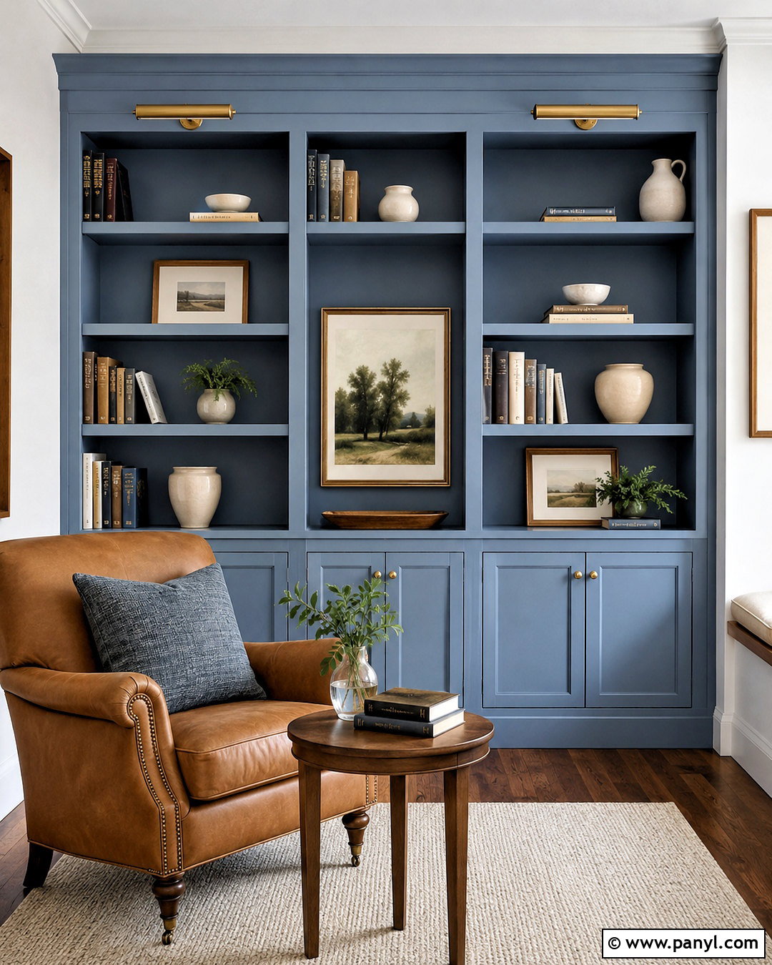 Cornflower Blue Built-In Bookcases - 20 cornflower blue paint ideas