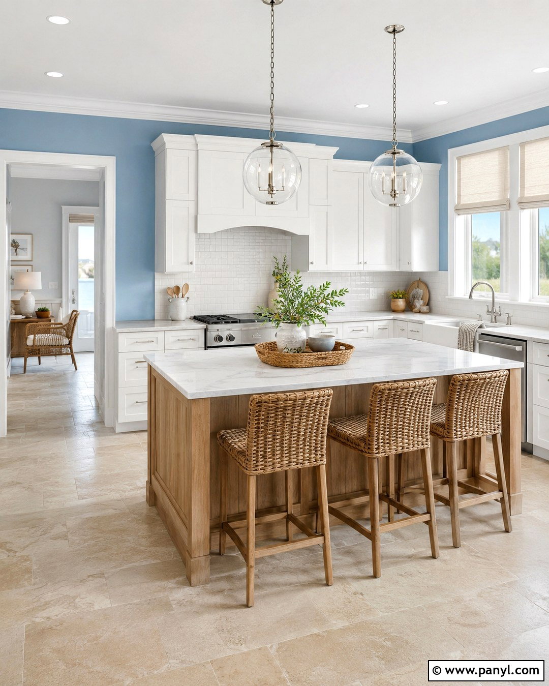 Cornflower Blue Coastal Kitchen Walls - 20 Cornflower Blue Kitchen Walls