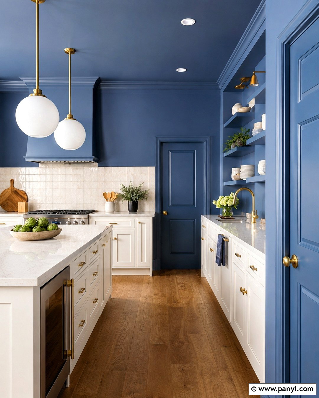 Cornflower Blue Color Drenched Kitchen Walls - 20 Cornflower Blue Kitchen Walls