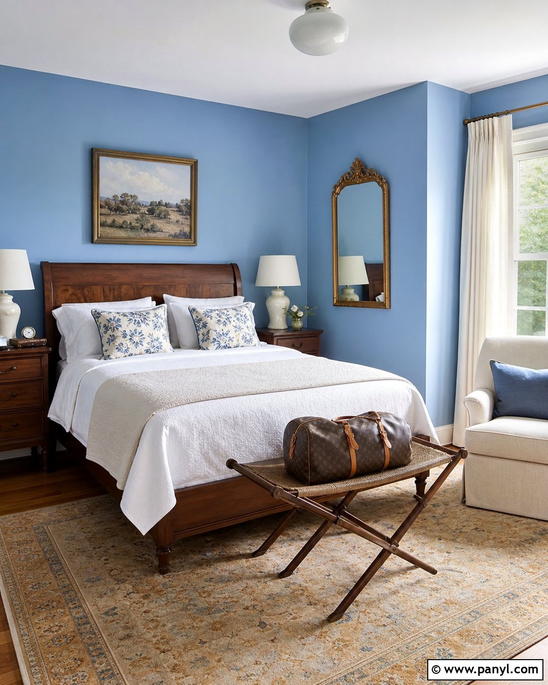 Cornflower Blue Guest Room - 30 blue walls room ideas