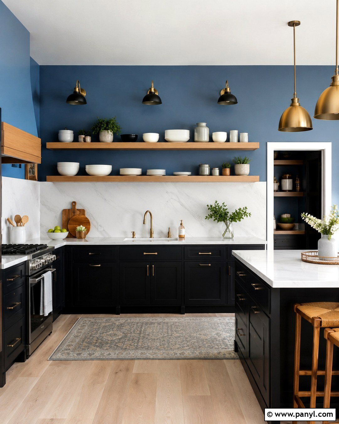 Cornflower Blue Kitchen Walls With Black Cabinets - 20 Cornflower Blue Kitchen Walls