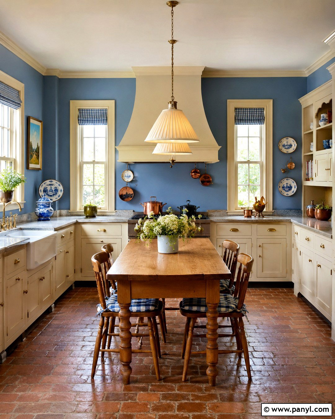 Cornflower Blue Kitchen Walls With Cream Trim - 20 Country Blue Kitchen Walls