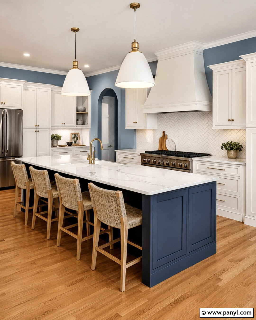 Cornflower Blue Kitchen Walls With Navy Island - 20 Cornflower Blue Kitchen Walls