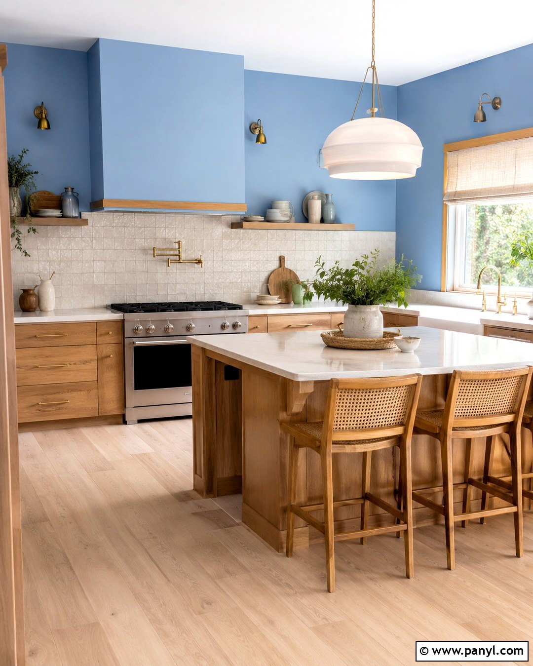 Cornflower Blue Kitchen Walls With Oak Cabinets - 20 Cornflower Blue Kitchen Walls