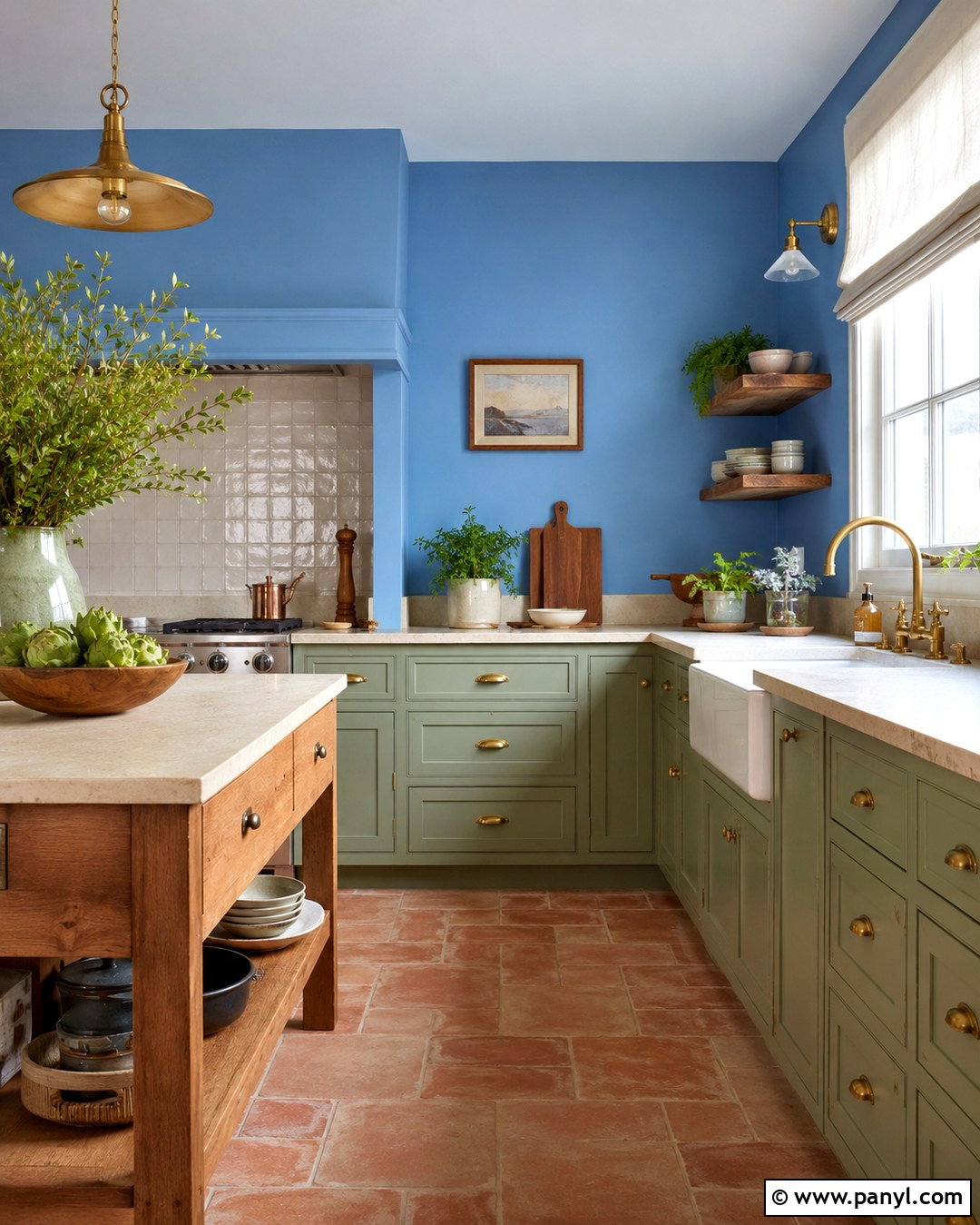 Cornflower Blue Kitchen Walls With Sage Green Cabinets - 20 Cornflower Blue Kitchen Walls