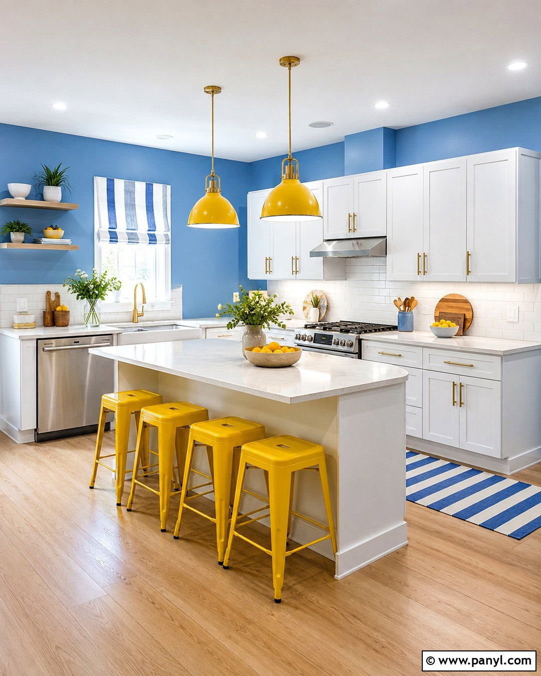 Cornflower Blue Kitchen Walls With Yellow Accents - 20 Cornflower Blue Kitchen Walls