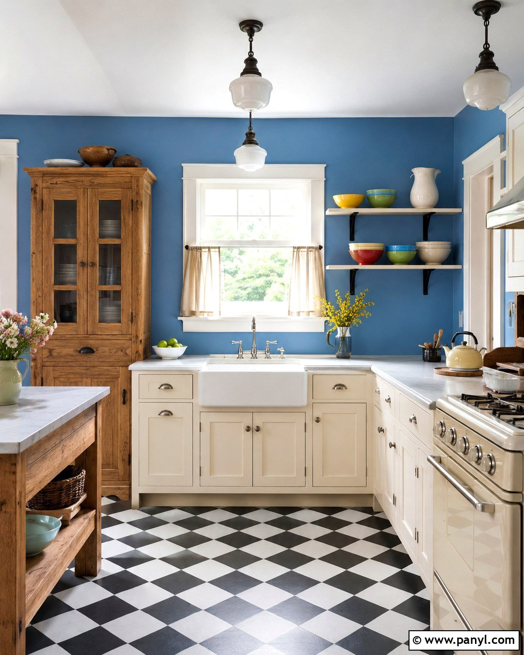 Cornflower Blue Vintage Kitchen Walls - 20 Cornflower Blue Kitchen Walls