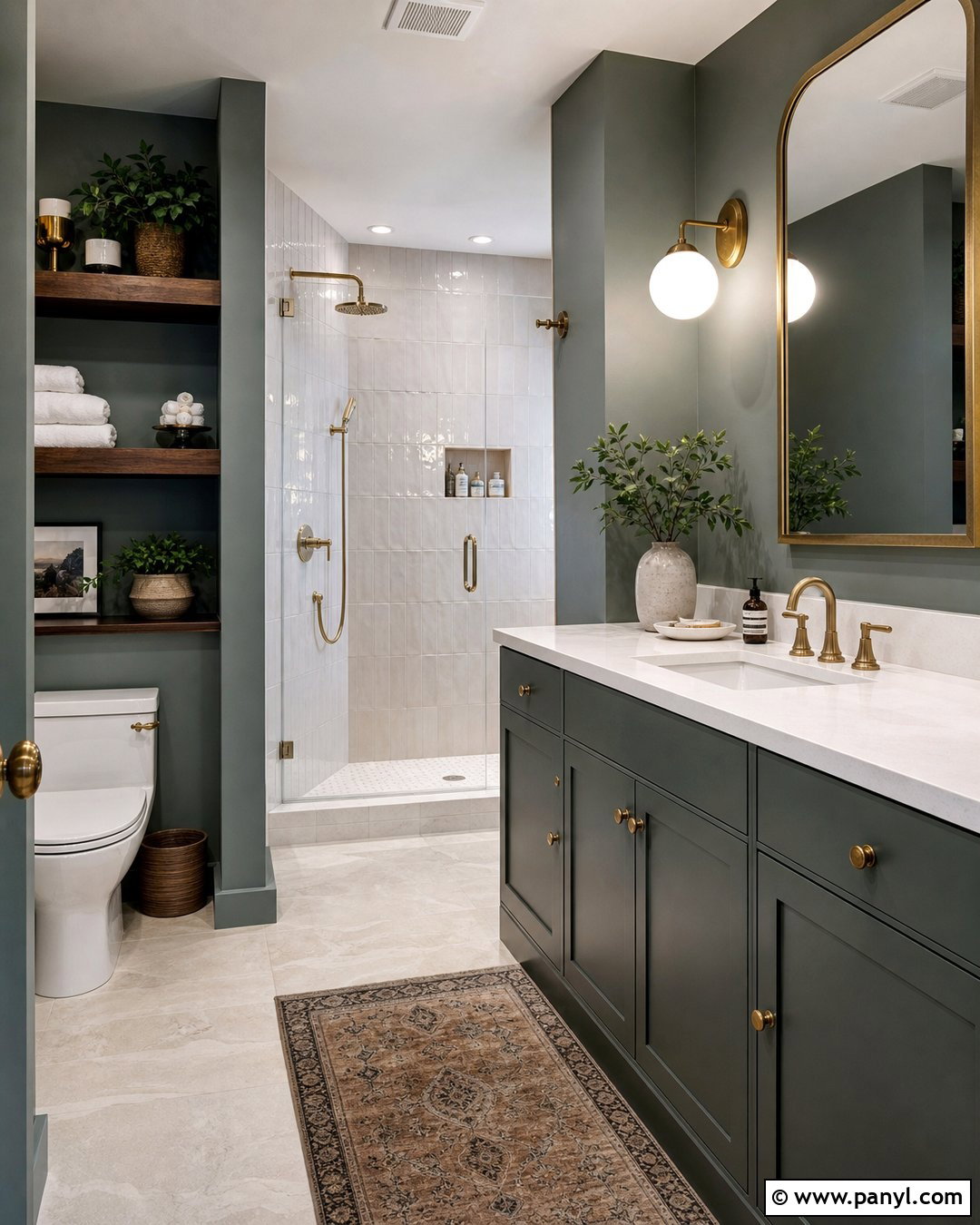 Cornwall Slate Bathroom With Brass Fixtures - 20 cornwall slate vs evergreen fog ideas