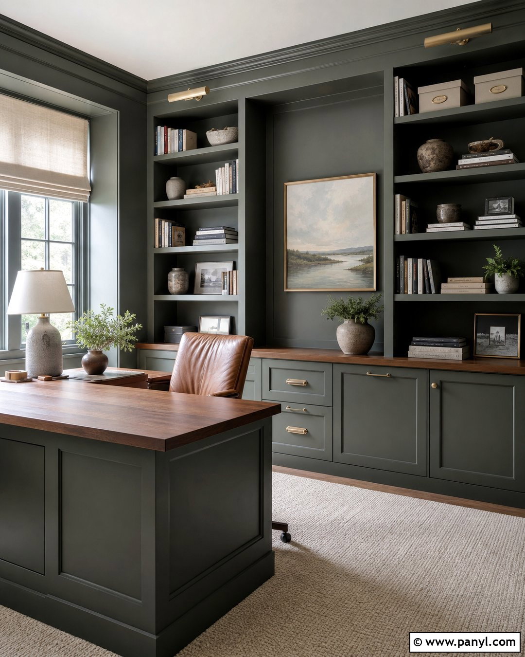 Cornwall Slate Home Office With Built-Ins - 20 cornwall slate vs evergreen fog ideas
