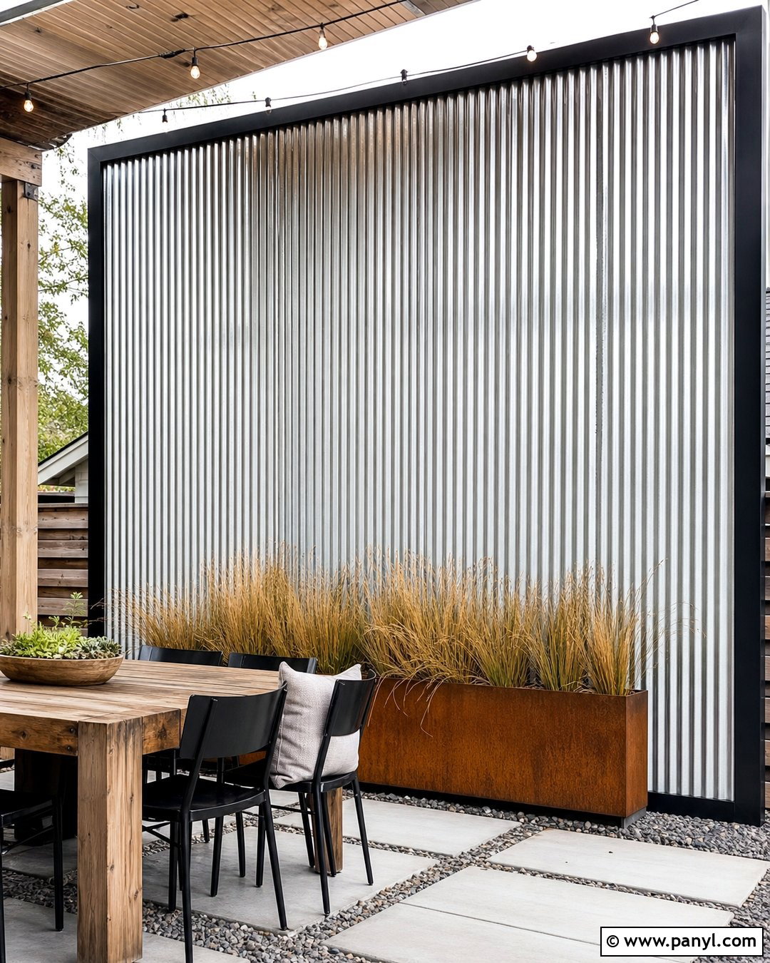 Corrugated Metal Outdoor Accent Wall - 35 Outdoor Accent Wall Ideas