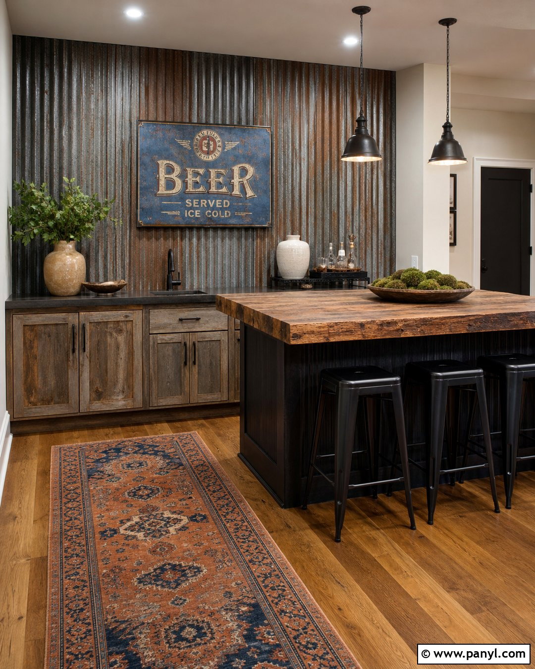 Corrugated Metal Rustic Accent Wall - 30 Rustic Accent Wall Ideas