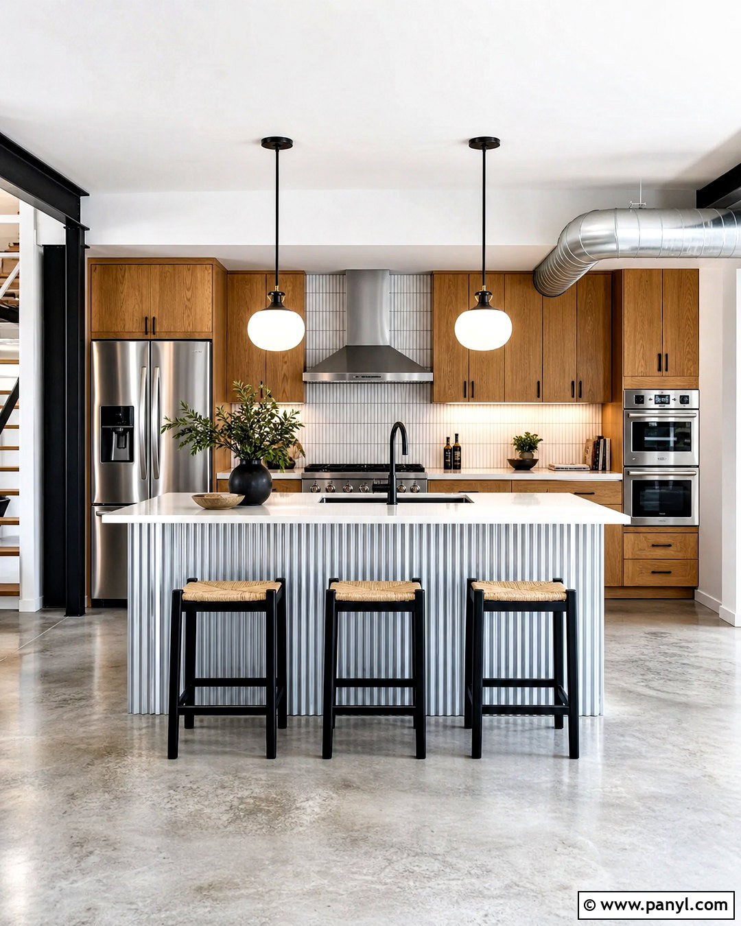 Corrugated Silver Kitchen Island - 20 silver texture ideas