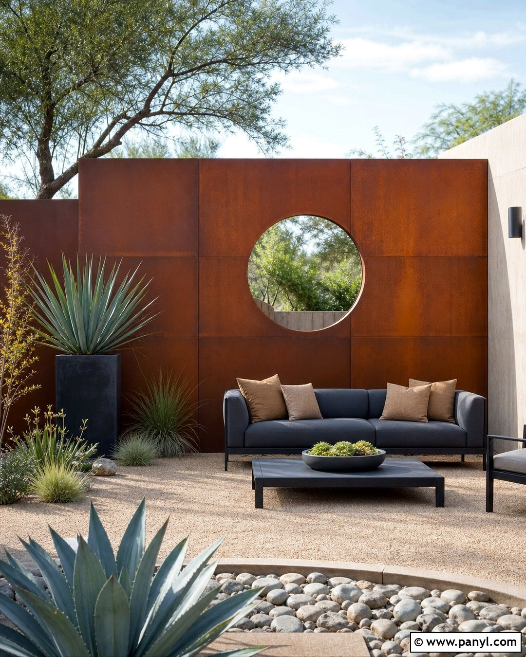 Corten Steel Outdoor Accent Wall - 35 Outdoor Accent Wall Ideas