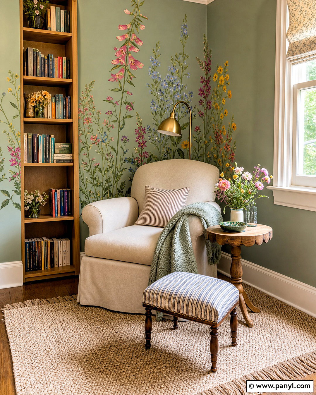 Cottage Floral Wall Decals For Reading Nook - 20 floral wall decals