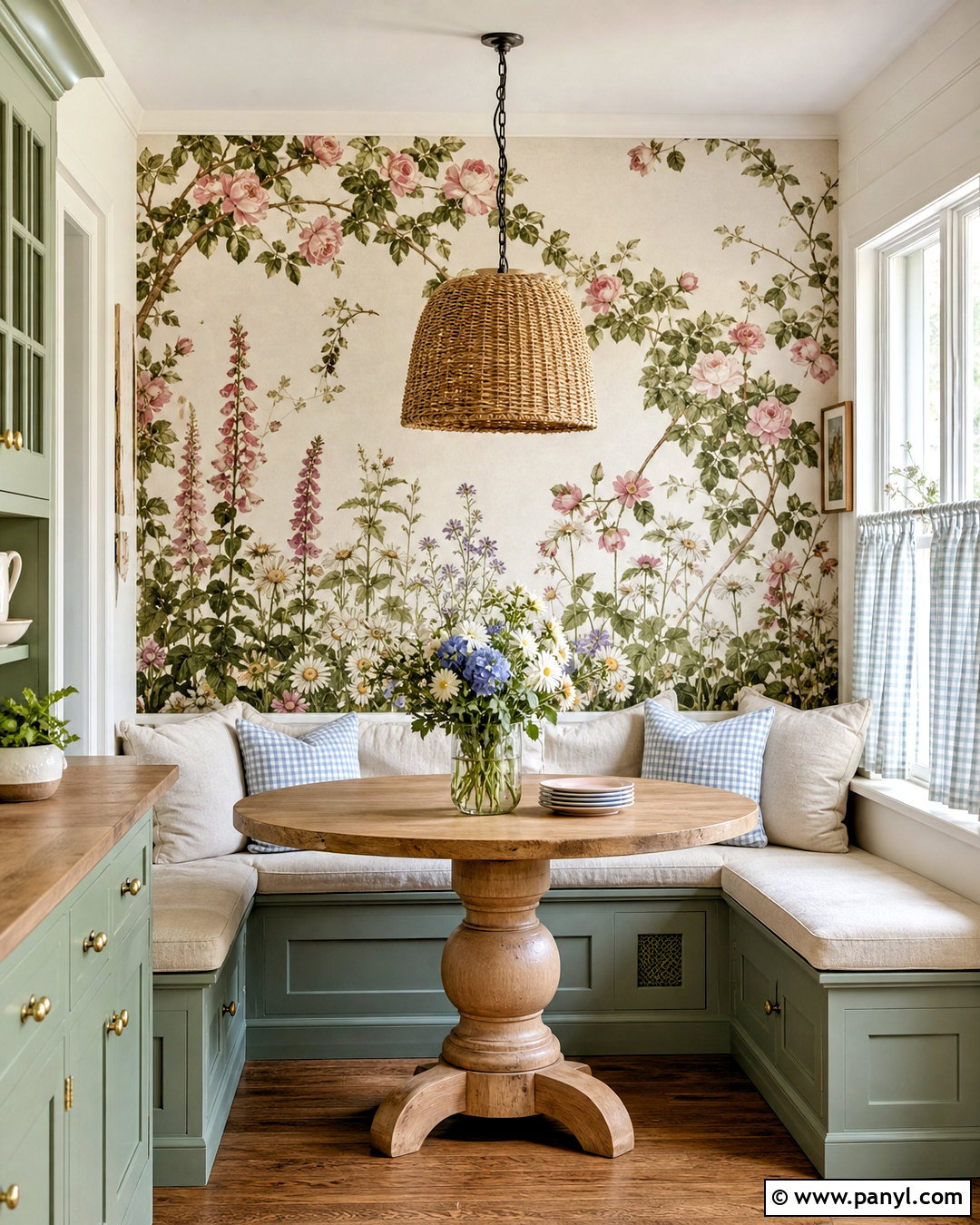 Cottage Garden Floral Wall Mural Breakfast Nook - 20 floral wall mural ideas