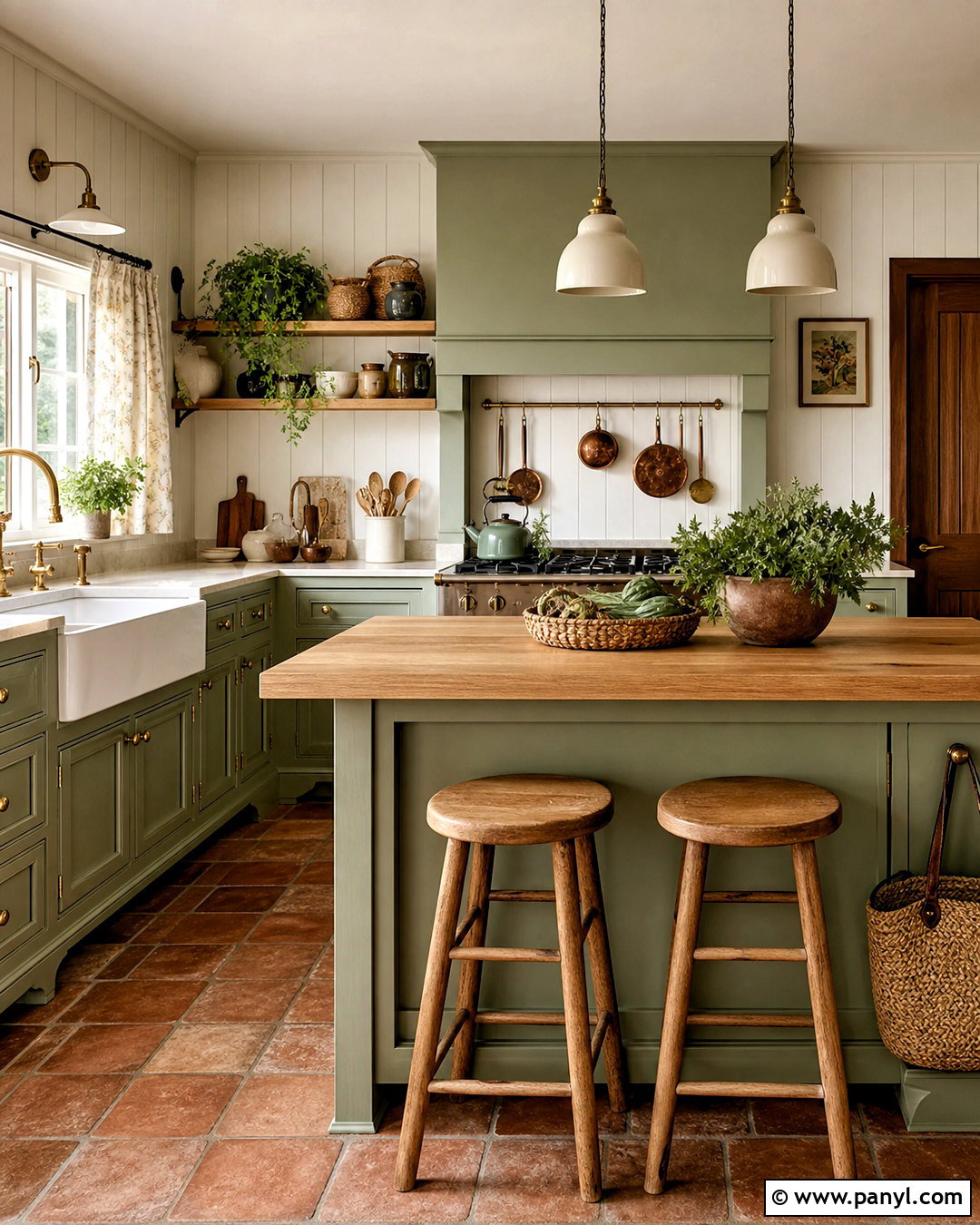 Cottage Green And Brown Kitchen - 20 green and brown kitchen ideas