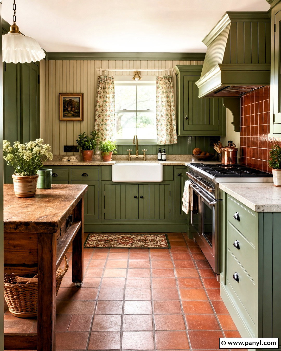 Cottage Green Kitchen With Terracotta Details - 20 green and terracotta kitchen ideas