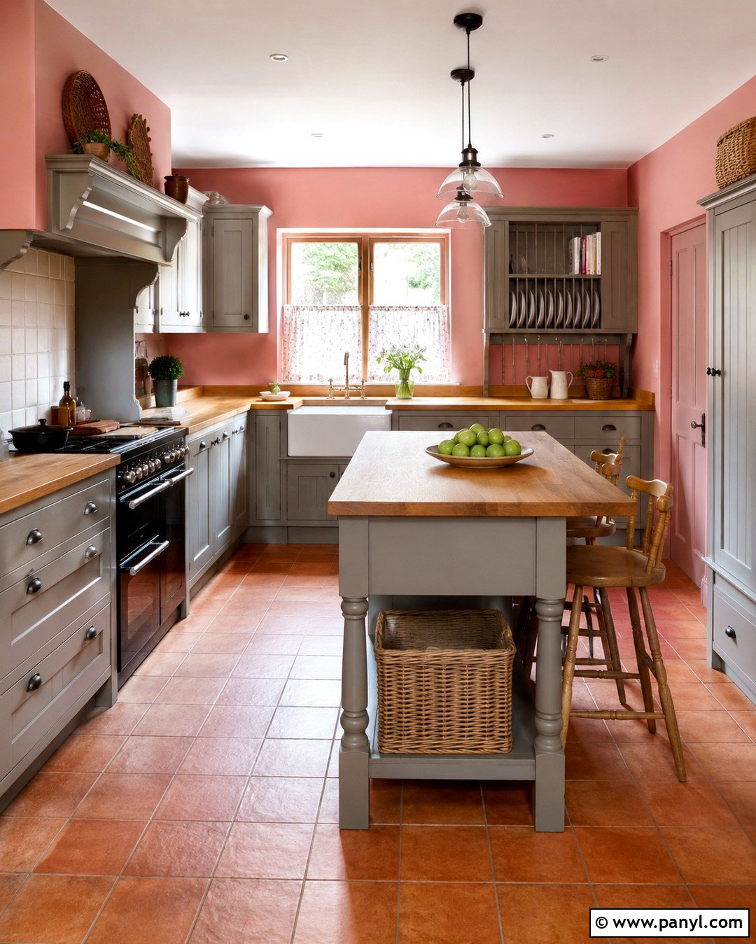 Cottage Grey Kitchen With Warm Pink Walls - 20 grey kitchen pink walls