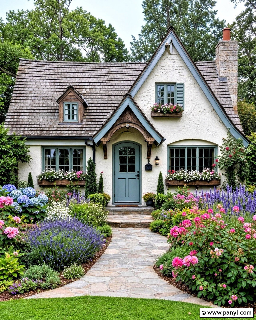 Cottage House Front With Flower Beds - 20 house front design ideas