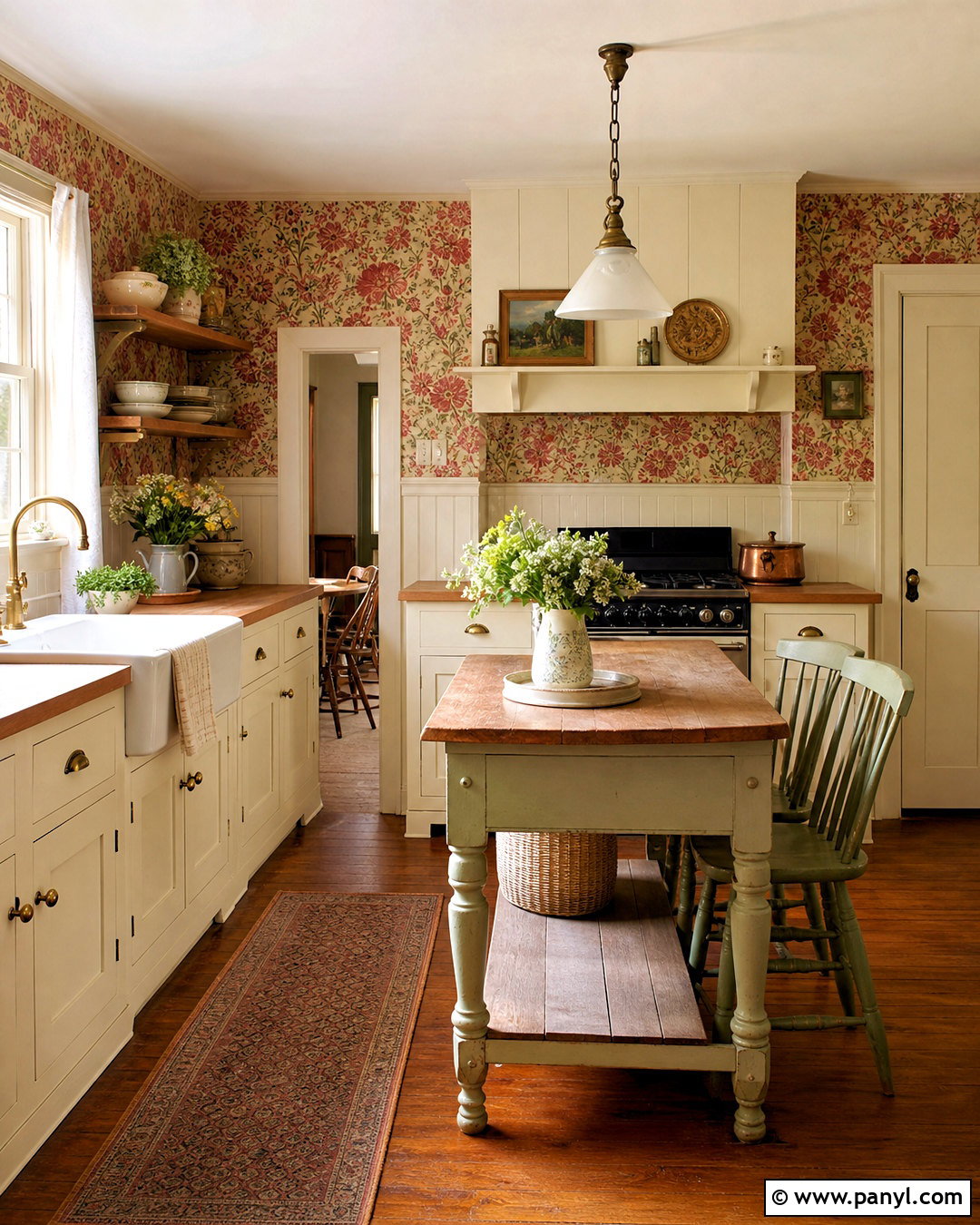 Cottage Kitchen Red Floral Wallpaper - 20 antique red floral wallpaper ideas