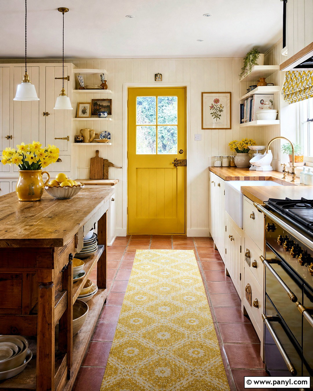 Cottage Kitchen With Yellow Door - 20 kitchen with yellow accents