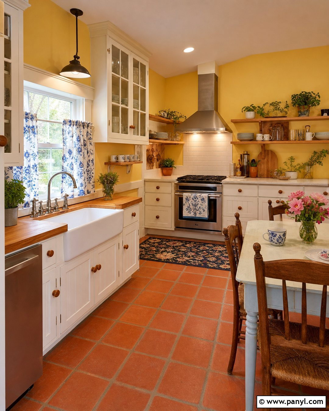 Cottage Kitchen With Yellow Walls - 30 Kitchen Yellow Walls