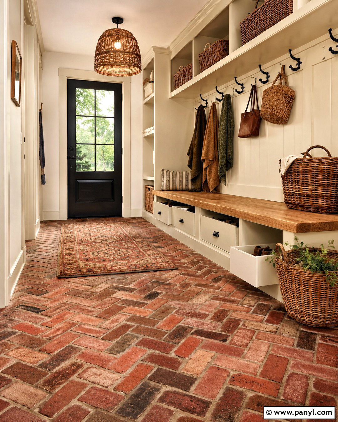 Cottage Mudroom With Brick Floor - 20 cottage mudroom ideas