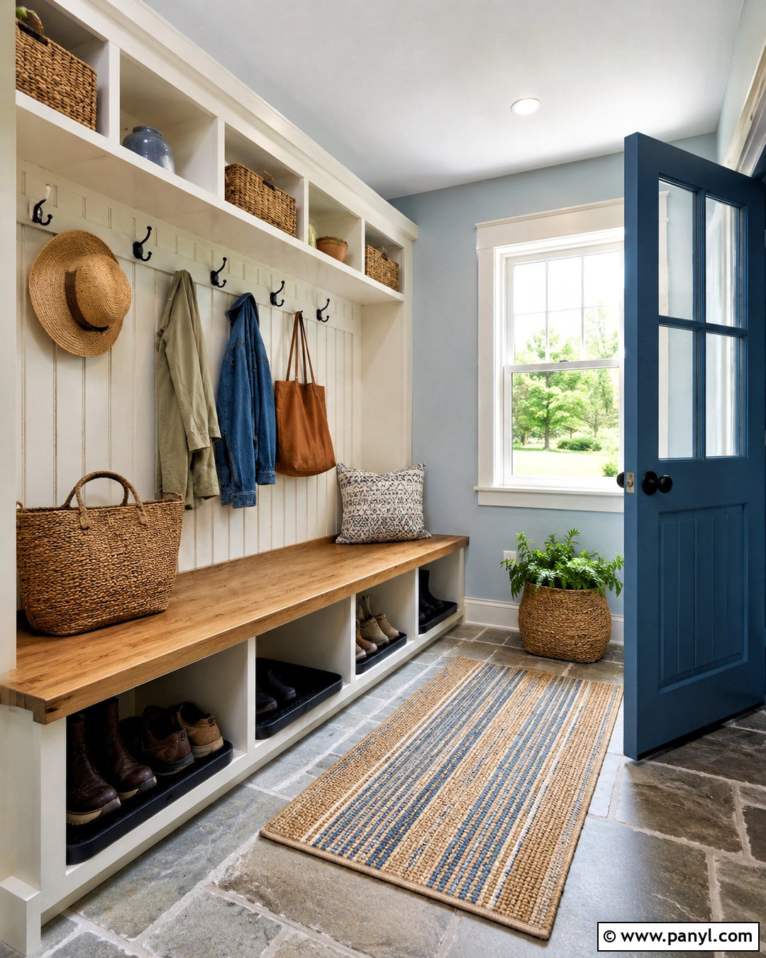 Cottage Mudroom With Open Shelving - 20 cottage mudroom ideas