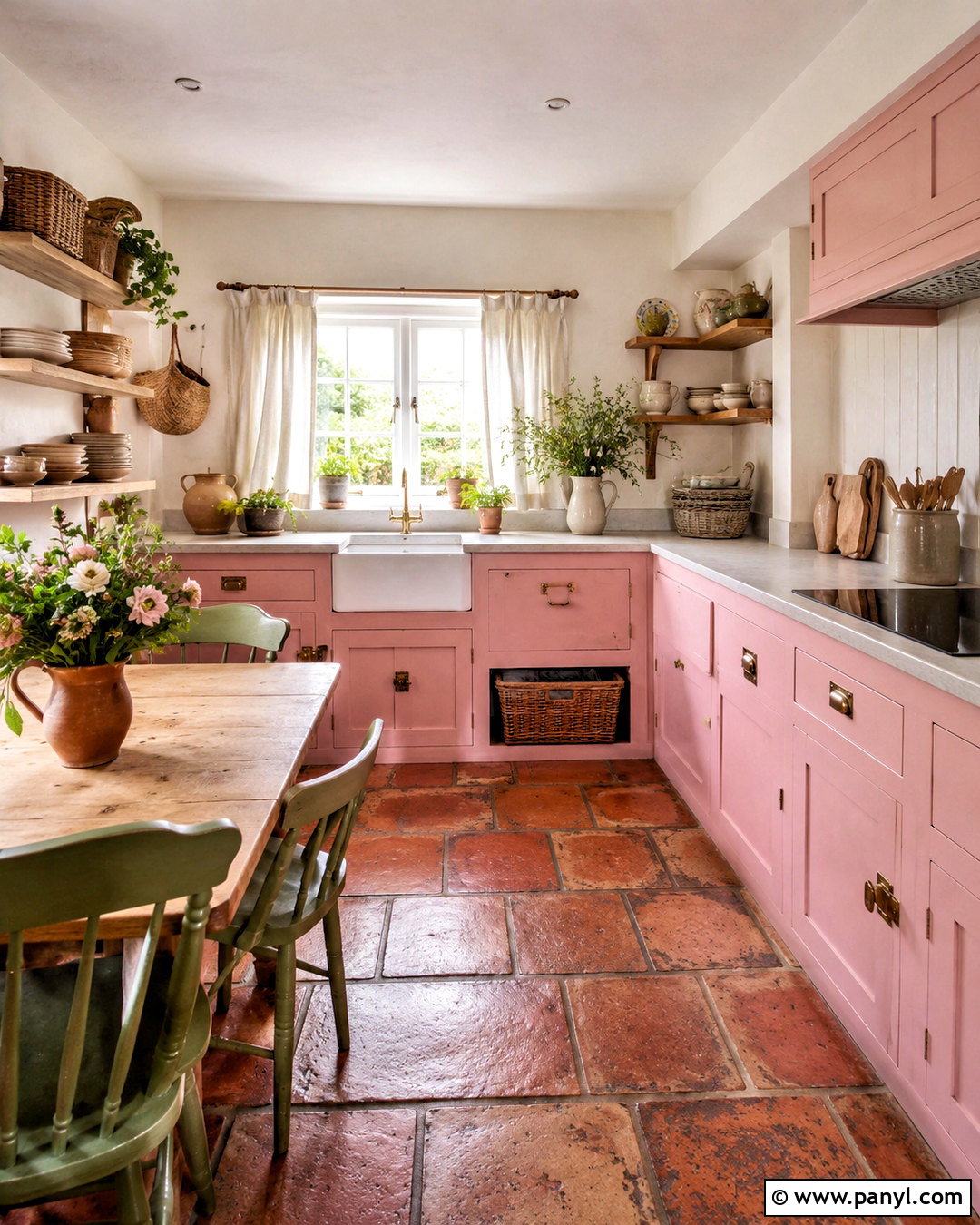 Cottage Pink Kitchen - 20 pink kitchen aesthetic ideas