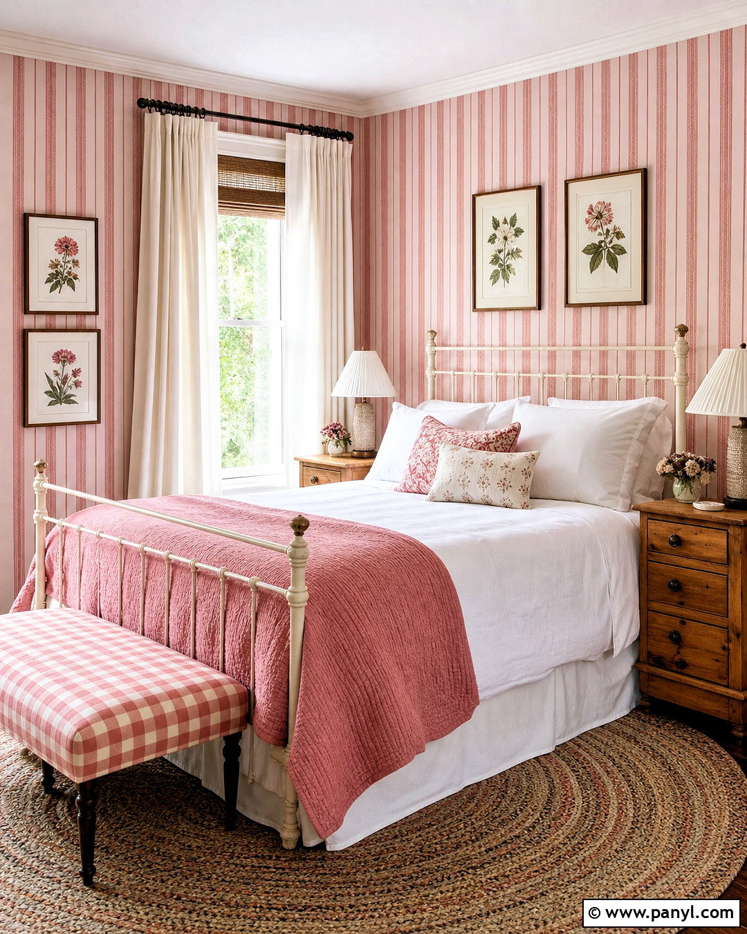 Cottage Pink and Red Striped Wallpaper Guest Room - 20 pink and red stripes wallpaper ideas