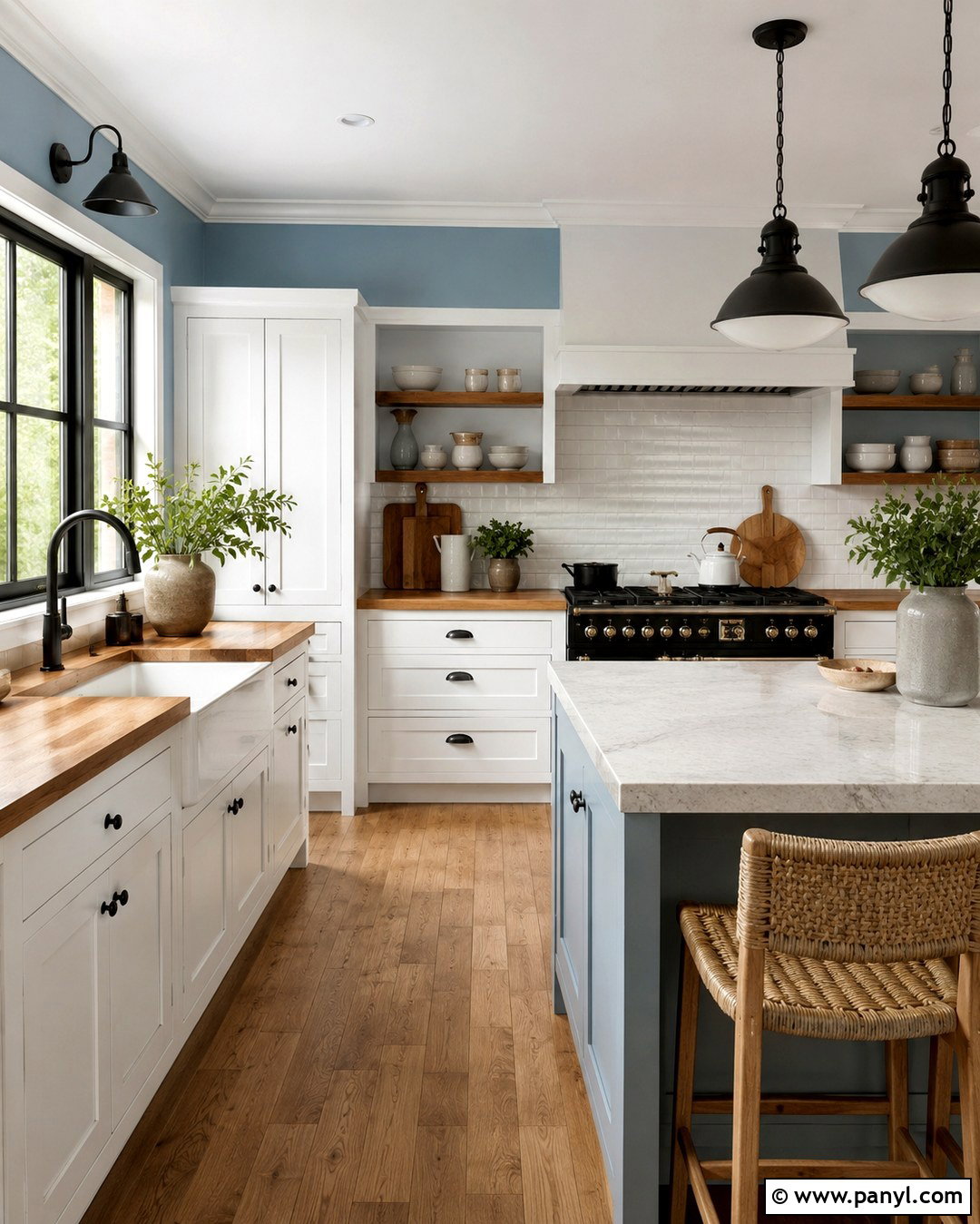 Country Blue Kitchen Walls With Black Accents - 20 Country Blue Kitchen Walls