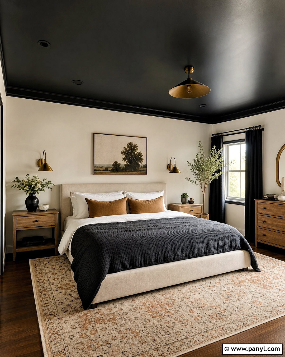 Cozy Bedroom With Black Ceiling And White Walls - 20 black ceiling white walls