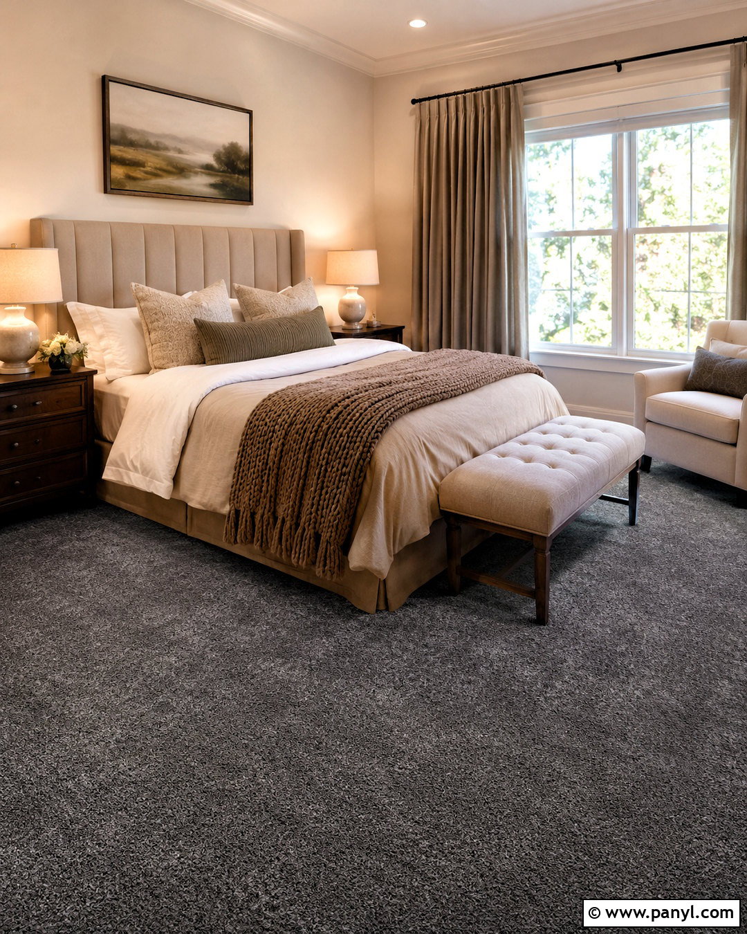 Cozy Bedroom With Dark Grey Carpet - 20 dark grey carpet bedroom ideas