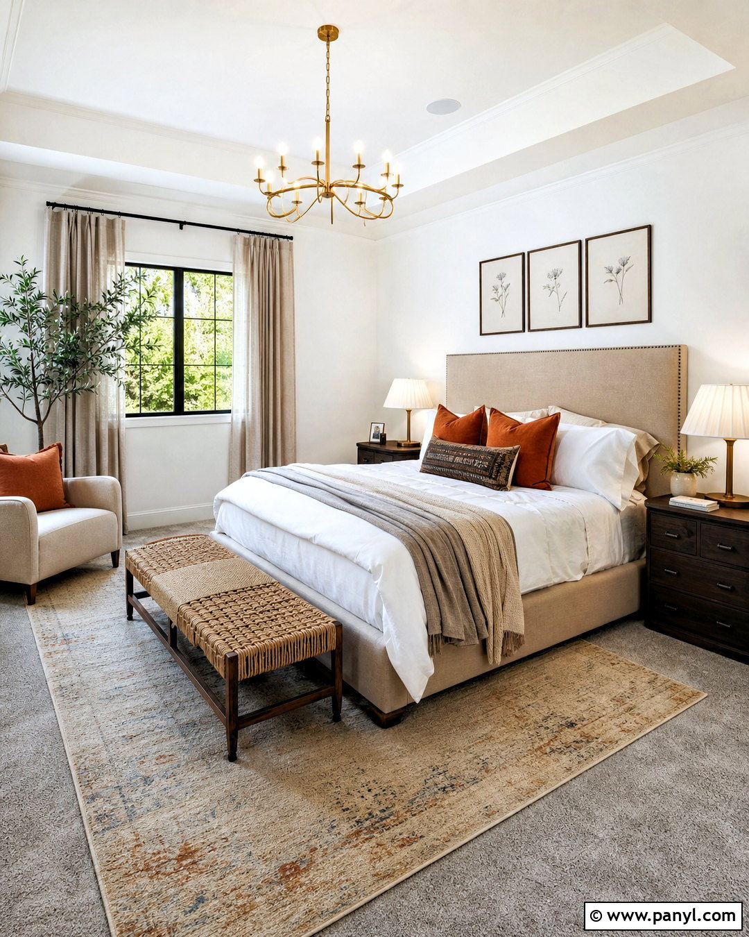 Cozy Bedroom With Grey Carpet - 20 white walls grey floor ideas