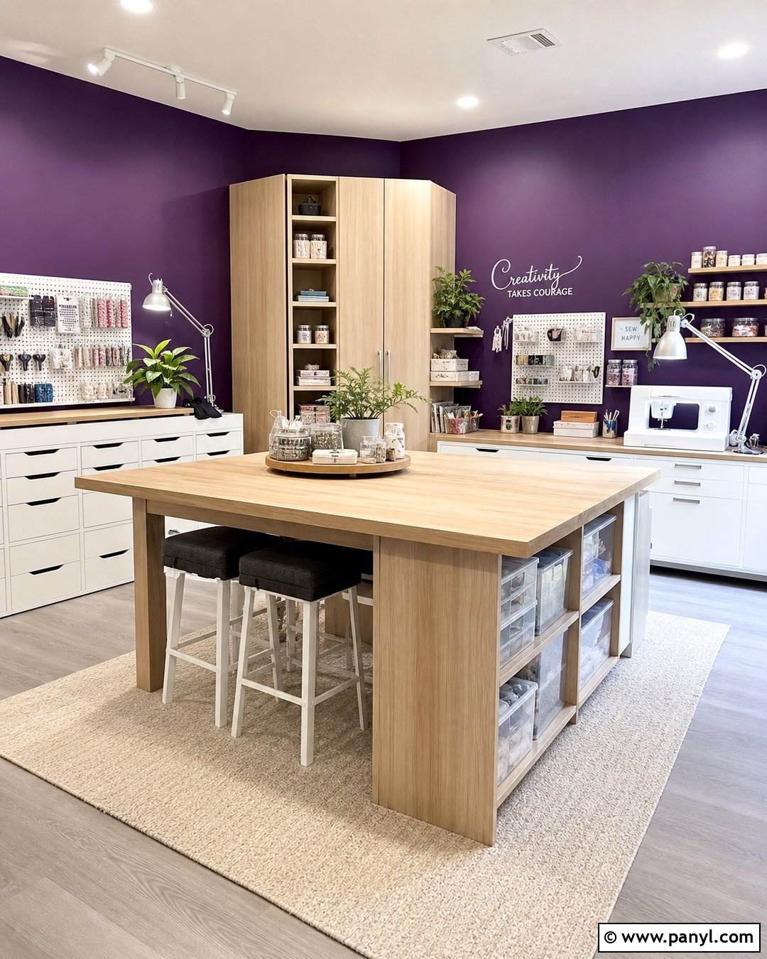 Craft Room With Dark Purple Walls - 35 Dark Purple Walls
