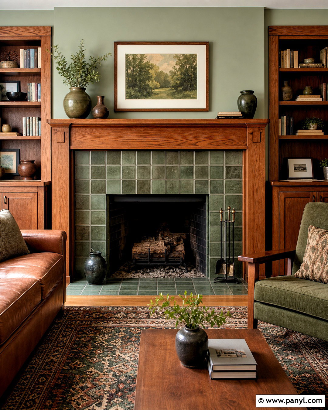Craftsman Sage Green Fireplace - 20 sage green fireplace ideas