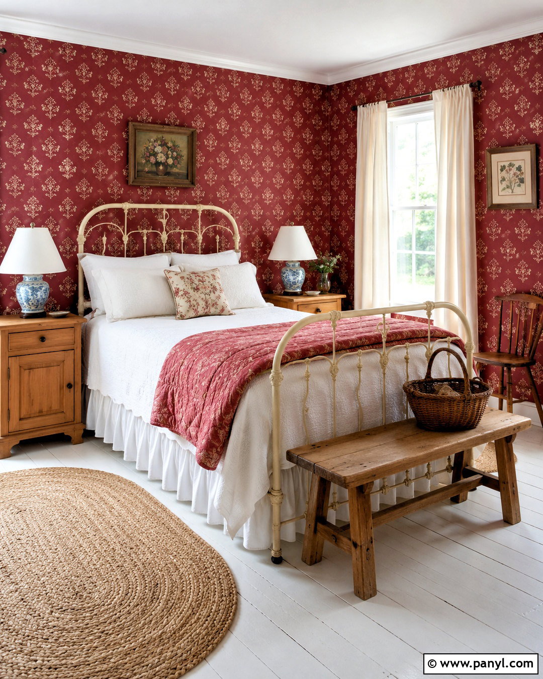Cranberry Damask Wallpaper Cottage Bedroom - 20 cranberry damask wallpaper ideas